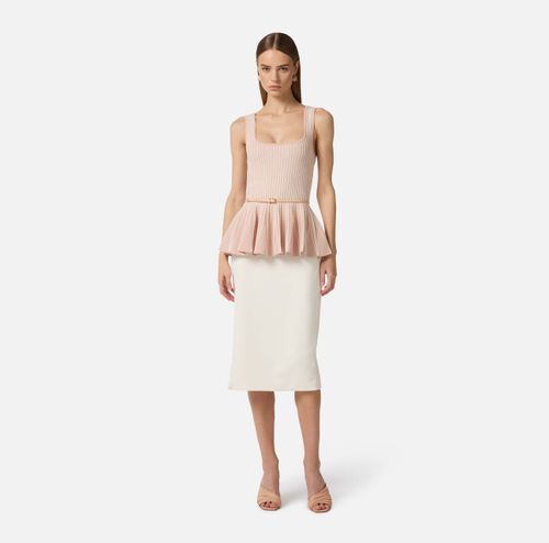 Lightweight crêpe skirt with satin bands