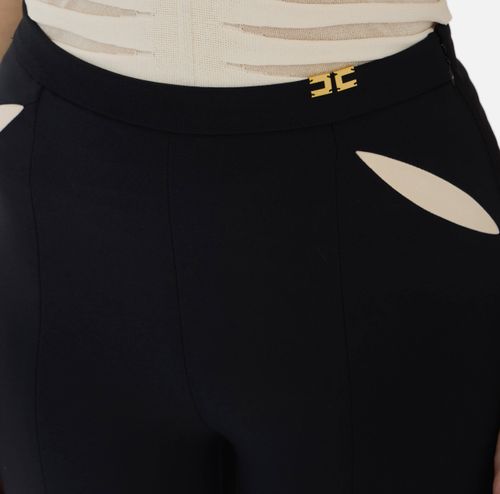 Trousers in lightweight crêpe fabric with cut-outs and slits