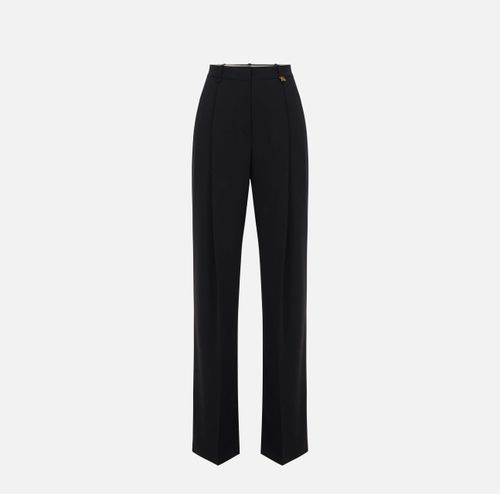 Trousers in lightweight crêpe fabric with logo charm