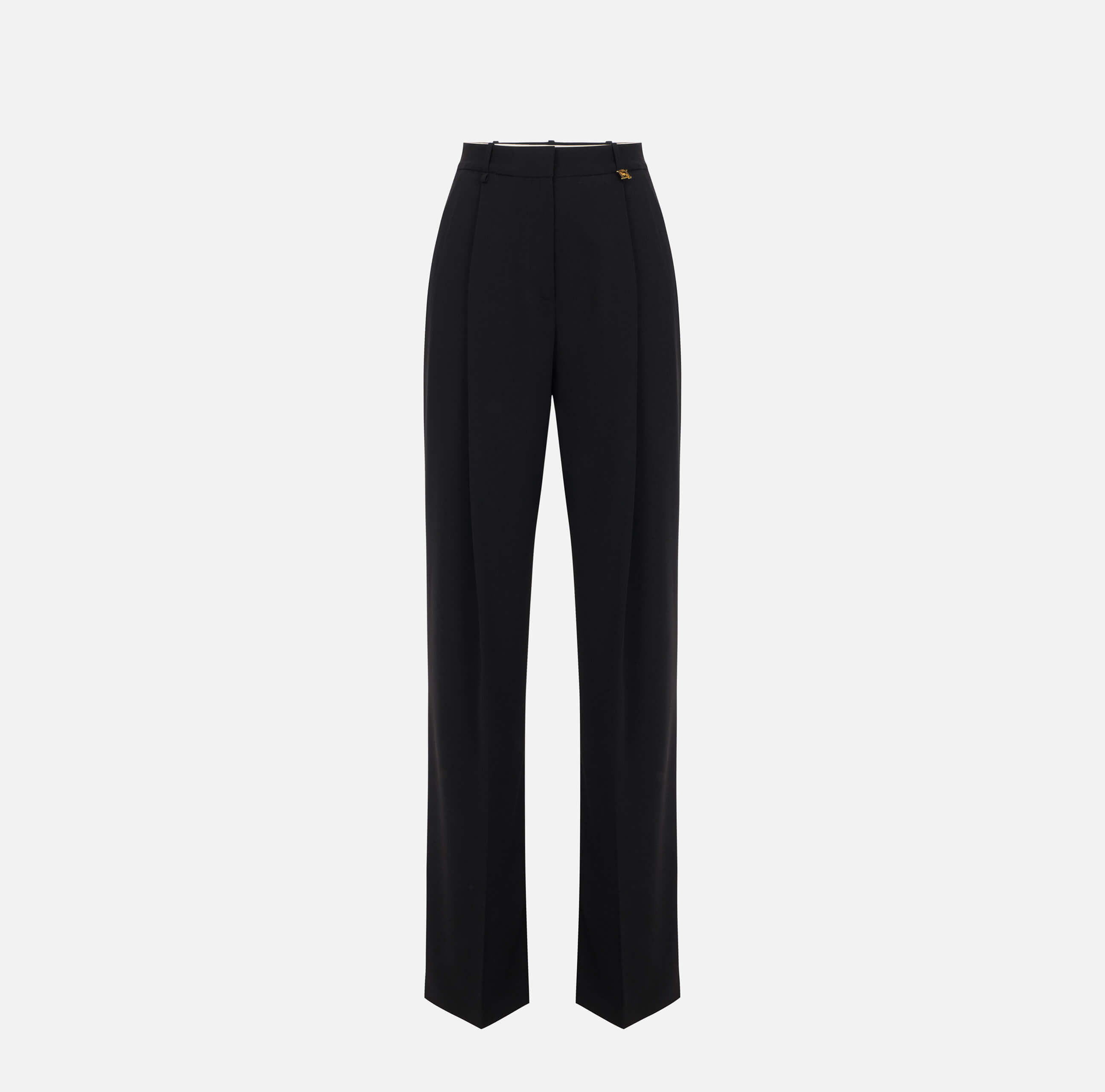 Trousers in lightweight crêpe fabric with logo charm