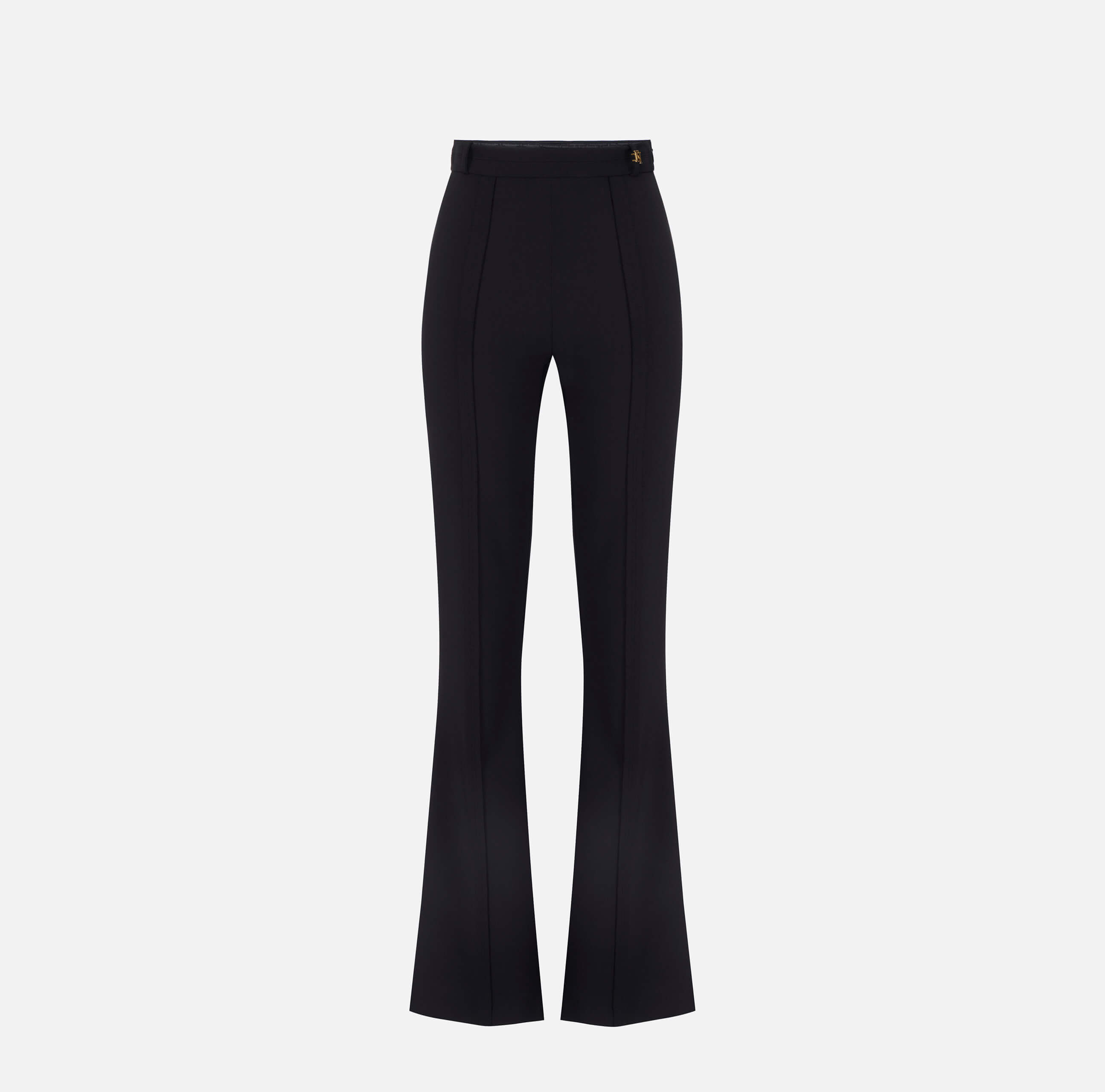 Trousers in double layer stretch crêpe fabric with logo charm