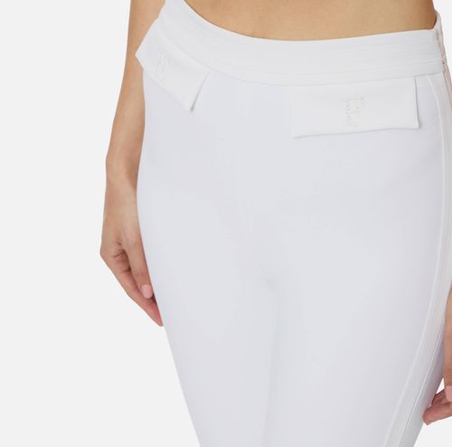 Trousers in double layer stretch crêpe fabric with embroidered logo