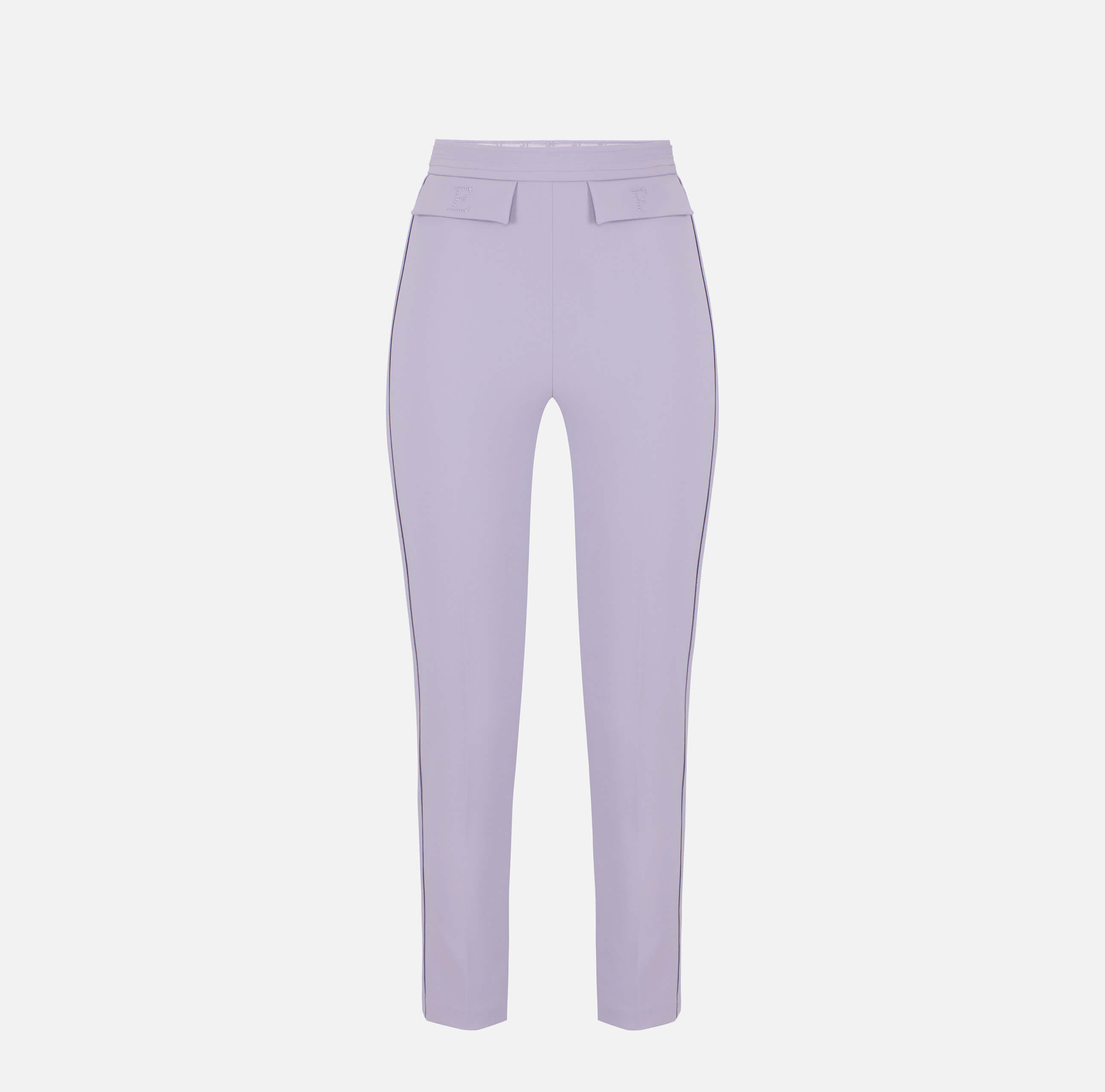 Trousers in double layer stretch crêpe fabric with embroidered logo