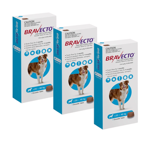 שלישייה ברבקטו כדור נגד פרעושים וקרציות 20-40 BRAVECTO תוקף 10/27