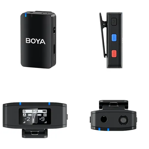 מיקרופון דש אלחוטי כפול BoyaMic עם מארז טעינה