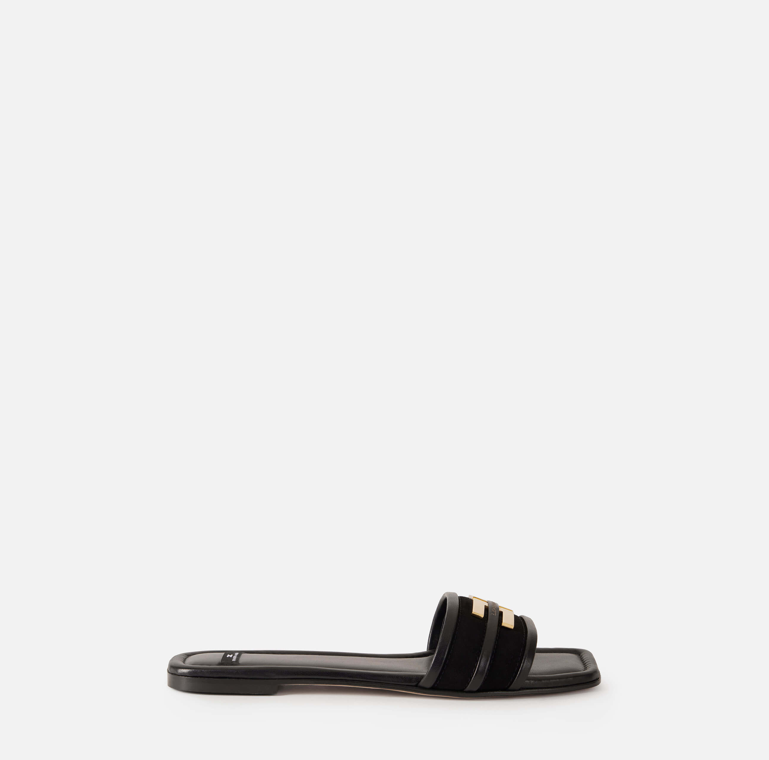 Leather flat sandal with logo detail
