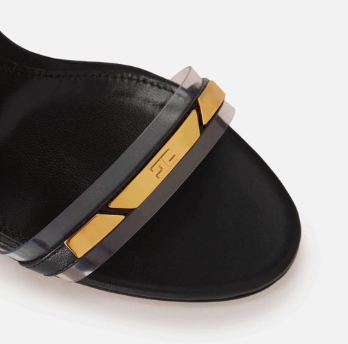 Leather flat sandal with logo detail