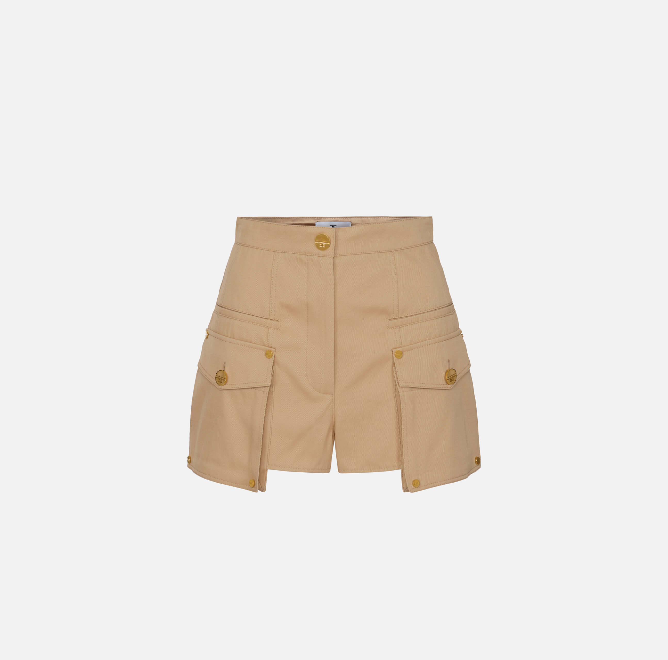 Cotton gabardine shorts with cargo pockets