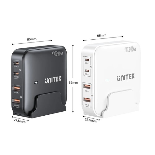 עמדת טעינה שולחנית 4 יציאות 100W בטכנולוגיית Unitek GaN 