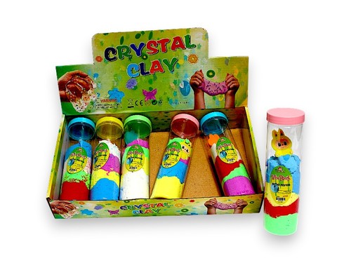 חול קינטי צבעוני 350 גרם בבקבוק + בובה