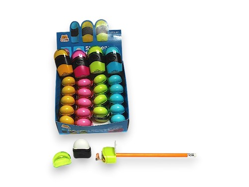 מחדד עם מיכל איסוף ומחק - מארז 4 יחידות