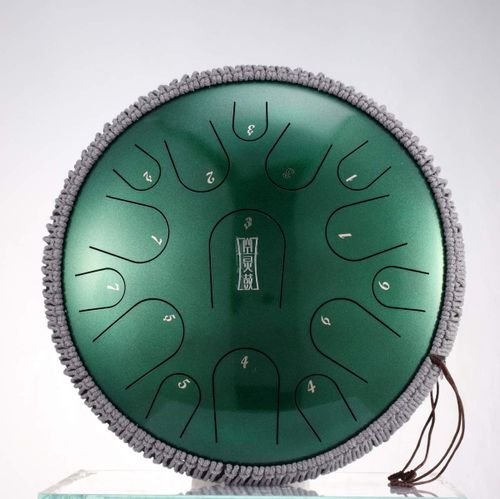 תוף לשונות הכי שווה בארץ HLURU TBP15-14 Jewel Green Steel Tongue Drum 14