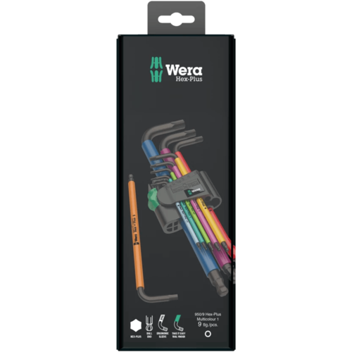 סט מפתחות אלן מטרי 9 חלקים – 950/9 Hex-Plus Multicolour 1 SB – Wera