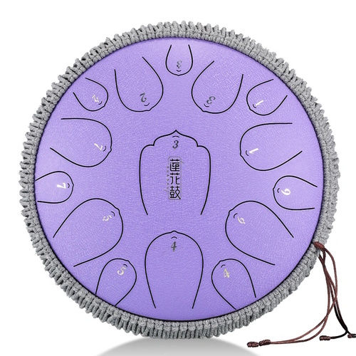 תוף לשונות הכי שווה בארץ HLURU THL15-13 Lavender Steel Tongue Drum 13" 15 notes lotus Carbon steel D-major