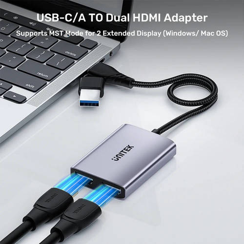 מתאם Unitek USB C/A to Dual HDMI 