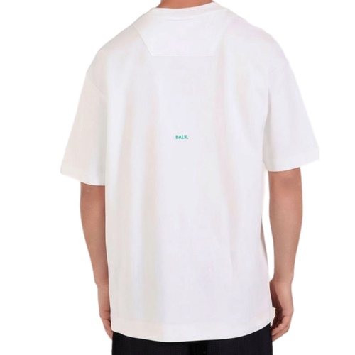 חולצה BALR מידות XS-XXL לגברים בגוון לבן עם לוגו טורקיז