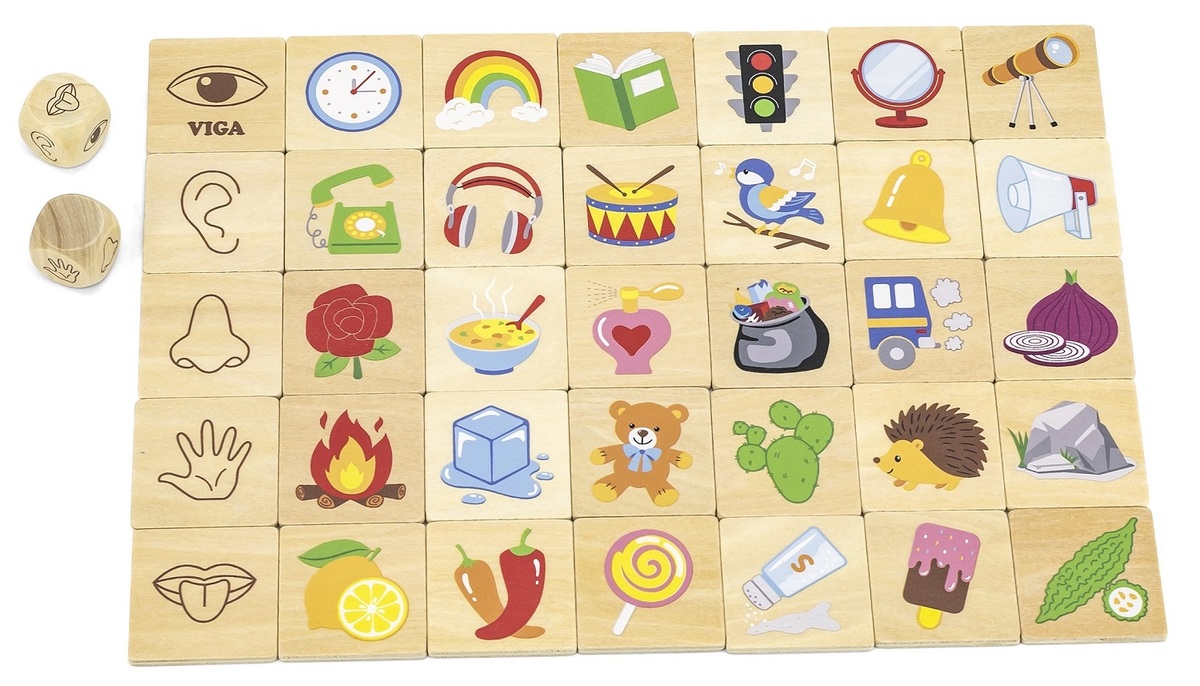 פאזל משחק התאמה ולימוד 5 החושים מעץ מלא 35 חלקים ויגה