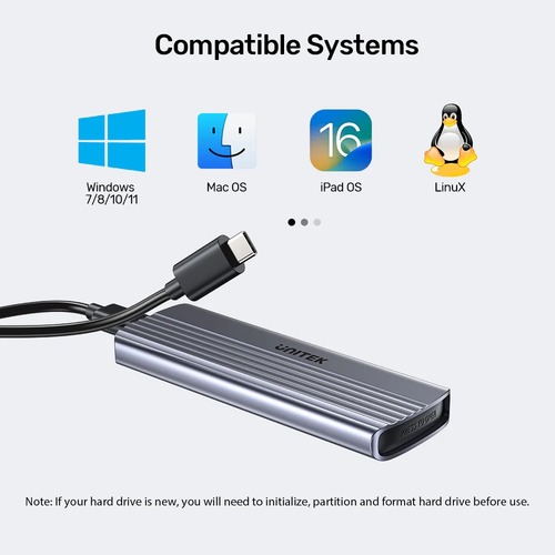 מארז אלומיניום Unitek M.2 PCIe NVME SSD