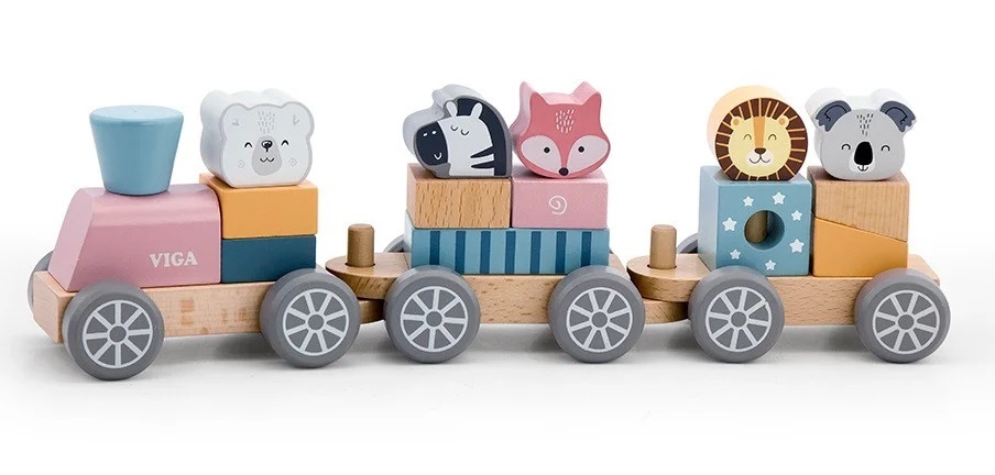 רכבת צבעונית מעץ 18 חלקים מסדרת דב הקוטב PolarB
