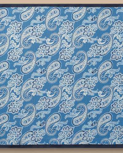 מטפחת כיס - Ocean blue paisley silk