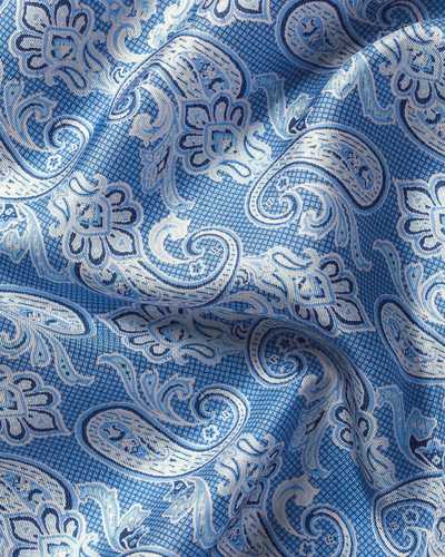 מטפחת כיס - Ocean blue paisley silk