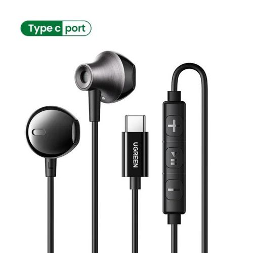אוזניות חוטיות עם מיקרופון UGREEN EP106 Type-C - צבע שחור
