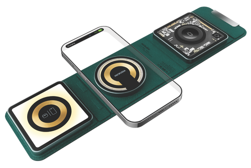 מעמד טעינה אלחוטי משולב MICRODIA SNAPPad Visi.Trio 23W 4-in-1 Black/Green