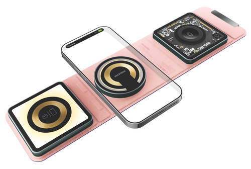מעמד טעינה אלחוטי משולב MICRODIA SNAPPad Visi.Trio 23W 4-in-1 Purple/Pink