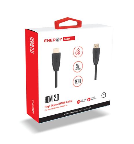 כבל 5 מ' שחור ENERGY HDMI to HDMI 2.0 /4K