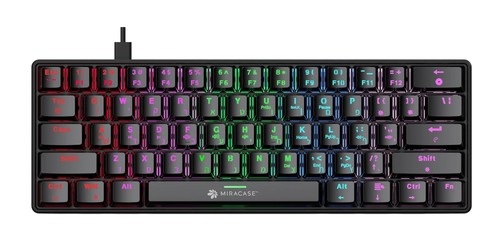 מקלדת מכנית חוטית צבע שחור MMCK100 עם תאורת RGB מבית Miracase - סוויצ'ים אדומים