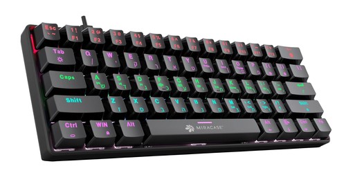 מקלדת מכנית חוטית צבע שחור MMCK100 עם תאורת RGB מבית Miracase - סוויצ'ים אדומים