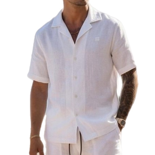 חולצה BALR מידות XS-XXL לגברים בגוון לבן פשתן