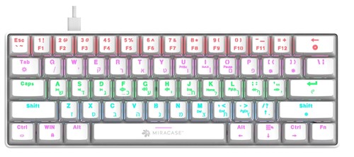 מקלדת מכנית חוטית צבע לבן MMCK100 עם תאורת RGB מבית Miracase - סוויצ'ים אדומים