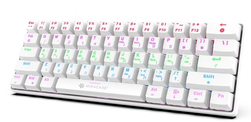 מקלדת מכנית חוטית צבע לבן MMCK100 עם תאורת RGB מבית Miracase - סוויצ'ים אדומים
