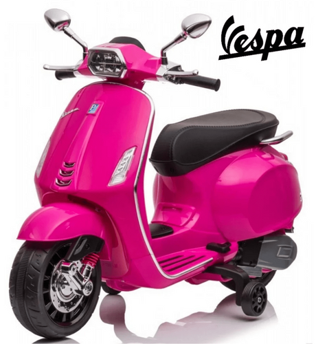 אופנוע ממונע לילדים Vespa Sprint Racing 12V עם גלגלי עזר ניתנים להסרה - ורוד