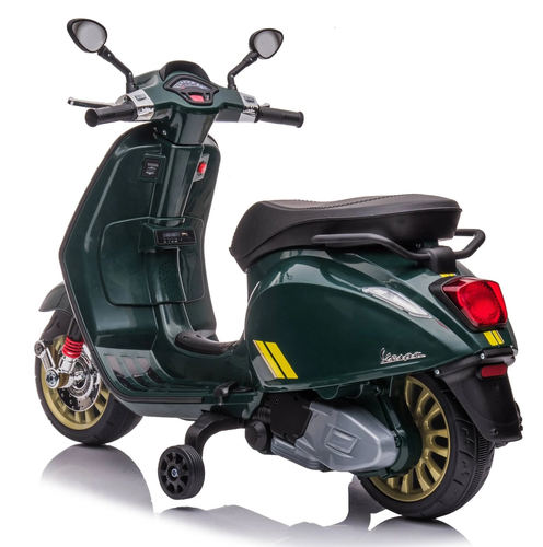 אופנוע ממונע לילדים Vespa Sprint Racing 12V עם גלגלי עזר ניתנים להסרה - אדום