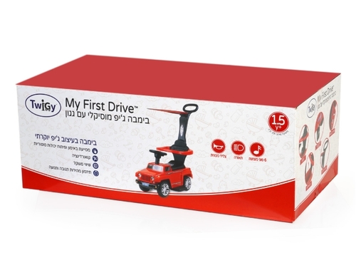 בימבה ג'יפ מוזיקלית עם גגון אדום TWIGY My First Drive