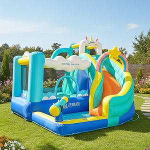 מתקן קפיצה מתנפח רטוב חד-קרן Doctor Dolphin דגם W73056T 