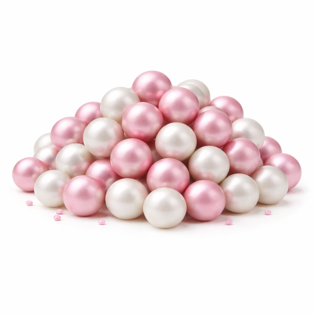 סוכריות פנינה גדול ורוד לבן מטאלי