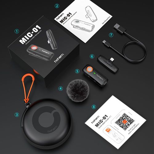 מיקרופון אלחוטי לסמארטפון Hohem MIC-01 1TX + 1RX