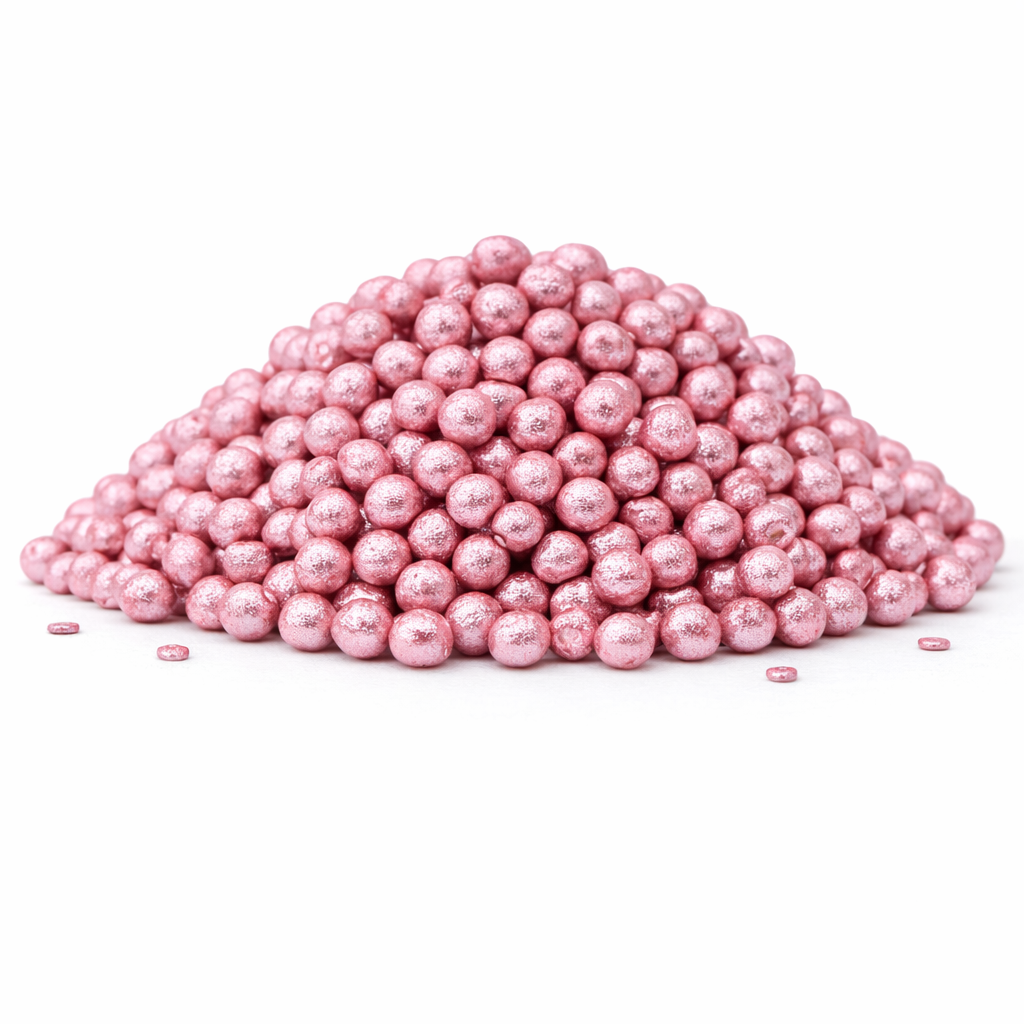 פניני סוכר מיני צבע ורוד מטאלי