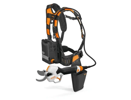 מזמרה נטענת STIHL ASA 140 עם מערכת נשיאה גב וסוללה - כלי מקצועי לגיזום עצים ומטעים
