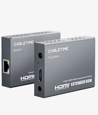 מאריך HDMI על גבי כבל רשת עד 60 מטר Cabletime HD HDMI Extender FHD 1080P/60Hz
