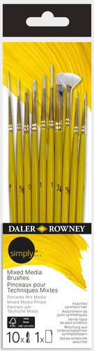 SIMPLY סט 10 מכחולי מיקס מדיה מידות קטנות בנרתיק