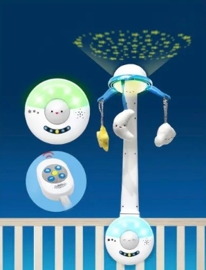 מובייל מוזיקלי לתינוק עם הקרנת כוכבים