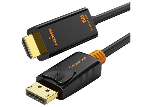 כבל מתאם CABLETIME DisplayPort ל-HDMI - תומך ברזולוציית 4K @ 60Hz