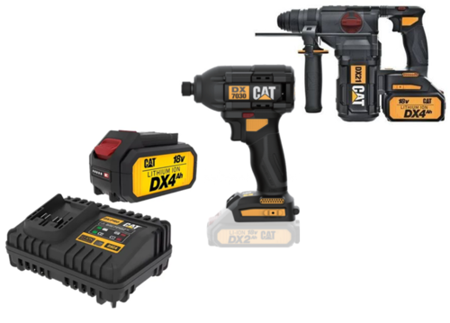 סט ליתיום BL 18V פטישון+אימפקט  2X4.0AH מבית CAT