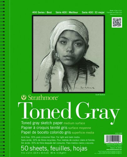בלוק נייר Toned Gray אפור | 50 דף + ספירלה | 22.9X30.5 ס