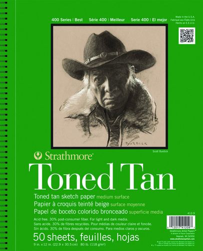 בלוק נייר Toned Tan חום שזוף | 50 דף + ספירלה | 22.9X30.5 ס