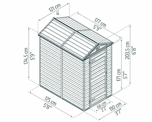 מחסן גינה SKYLIGHT אפור 1.20x1.80 702300 הובלה חינם 